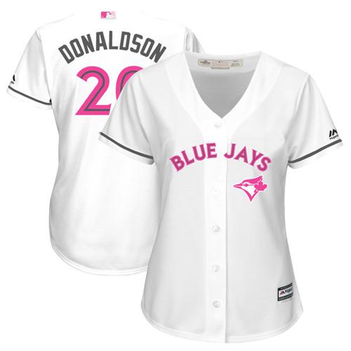 Blue Jays #20 Josh Donaldson White Mother's Day Cool Base Women's Stitched MLB Jersey - Click Image to Close