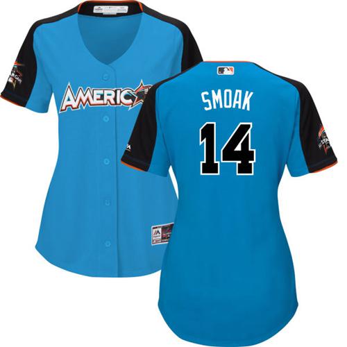 Blue Jays #14 Justin Smoak Blue 2017 All-Star American League Women's Stitched MLB Jersey