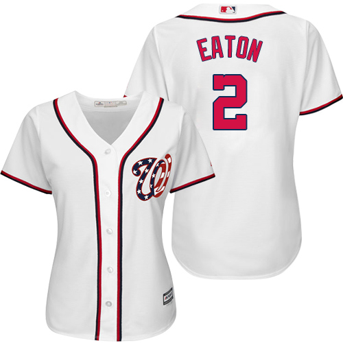 Nationals #2 Adam Eaton White Home Women's Stitched MLB Jersey - Click Image to Close