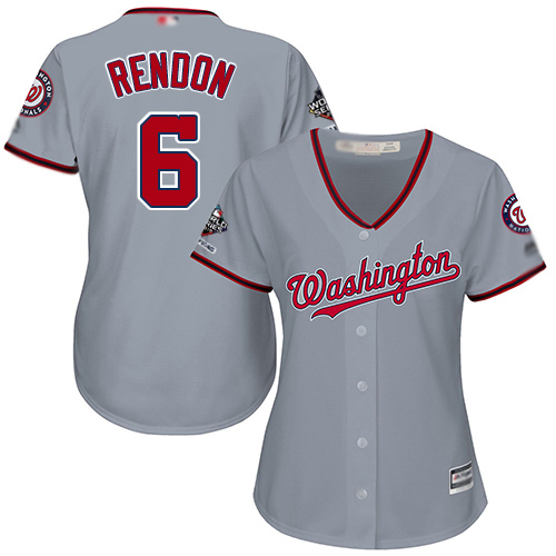 Nationals #6 Anthony Rendon Grey Road 2019 World Series Champions Women's Stitched Baseball Jersey