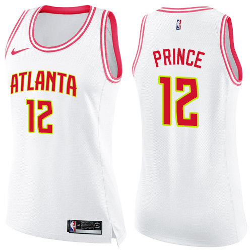 Nike Hawks #12 Taurean Prince White/Pink Women's NBA Swingman Fashion Jersey - Click Image to Close