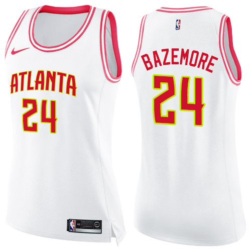 Nike Hawks #24 Kent Bazemore White/Pink Women's NBA Swingman Fashion Jersey