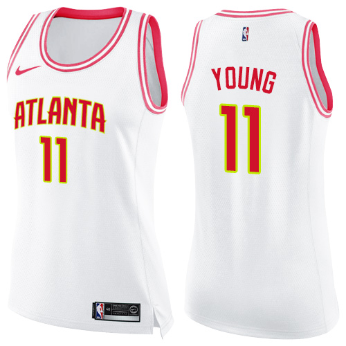 Nike Hawks #11 Trae Young White/Pink Women's NBA Swingman Fashion Jersey