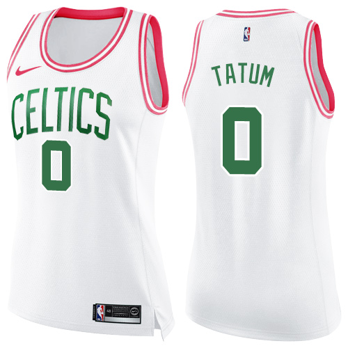 Nike Celtics #0 Jayson Tatum White/Pink Women's NBA Swingman Fashion Jersey