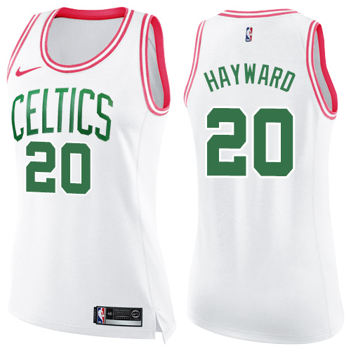 Nike Celtics #20 Gordon Hayward White/Pink Women's NBA Swingman Fashion Jersey