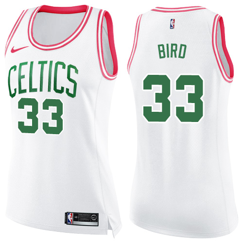 Nike Celtics #33 Larry Bird White/Pink Women's NBA Swingman Fashion Jersey