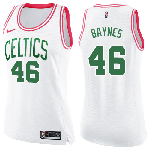 Nike Celtics #46 Aron Baynes White/Pink Women's NBA Swingman Fashion Jersey