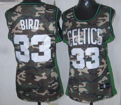 Celtics #33 Larry Bird Camo Stealth Collection Women's Stitched NBA Jersey