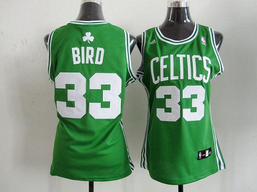 Celtics #33 Larry Bird Green Road Women's Stitched NBA Jersey