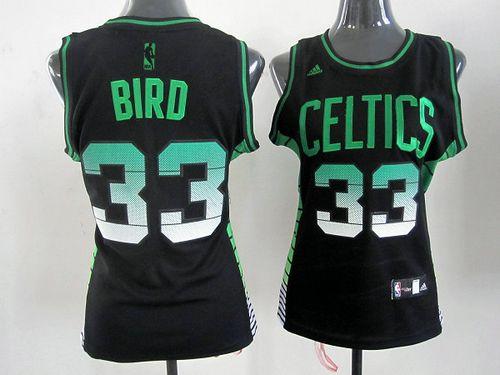 Celtics #33 Larry Bird Black Vibe Women's Stitched NBA Jersey