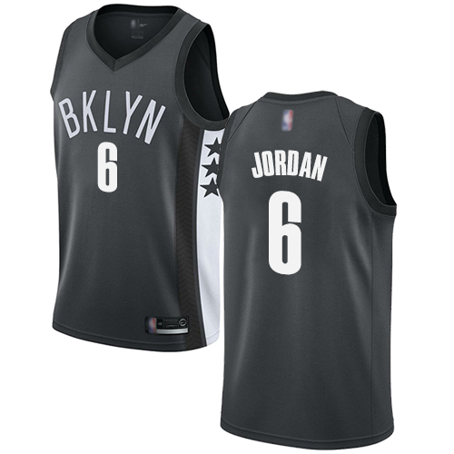 Nets #6 DeAndre Jordan Gray Women's Basketball Swingman Statement Edition Jersey