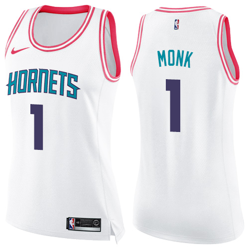 Nike Hornets #1 Malik Monk White/Pink Women's NBA Swingman Fashion Jersey