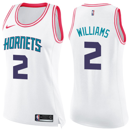 Nike Hornets #2 Marvin Williams White/Pink Women's NBA Swingman Fashion Jersey