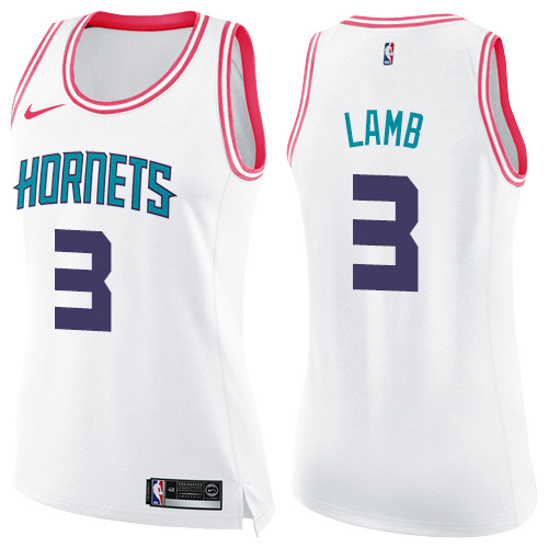 Nike Hornets #3 Jeremy Lamb White/Pink Women's NBA Swingman Fashion Jersey