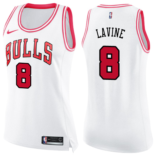 Nike Bulls #8 Zach LaVine White/Pink Women's NBA Swingman Fashion Jersey