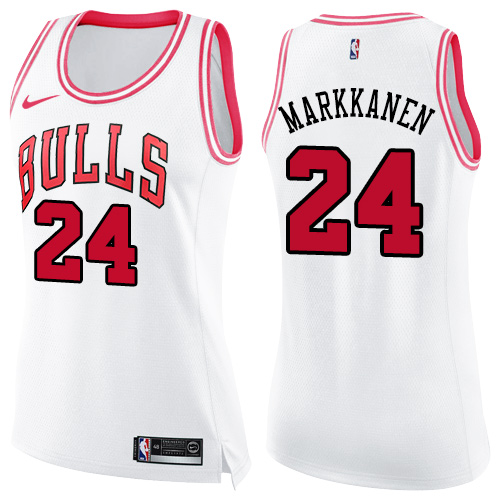 Nike Bulls #24 Lauri Markkanen White/Pink Women's NBA Swingman Fashion Jersey