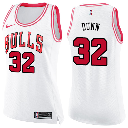 Nike Bulls #32 Kris Dunn White/Pink Women's NBA Swingman Fashion Jersey