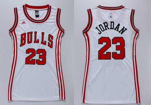 Bulls #23 Michael Jordan White Dress Women's Stitched NBA Jersey