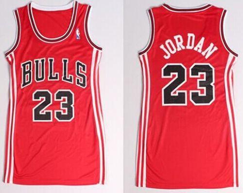 Bulls #23 Michael Jordan Red Dress Women's Stitched NBA Jersey