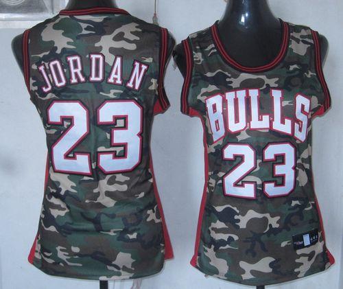 Bulls #23 Michael Jordan Camo Stealth Collection Women's Stitched NBA Jersey