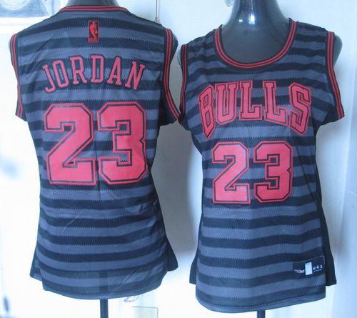 Bulls #23 Michael Jordan Black/Grey Groove Women's Stitched NBA Jersey