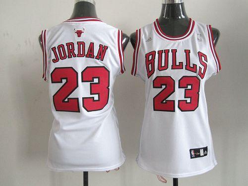 Bulls #23 Michael Jordan White Home Women's Stitched NBA Jersey