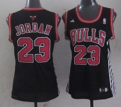 Bulls #23 Michael Jordan Black Fashion Women's Stitched NBA Jersey