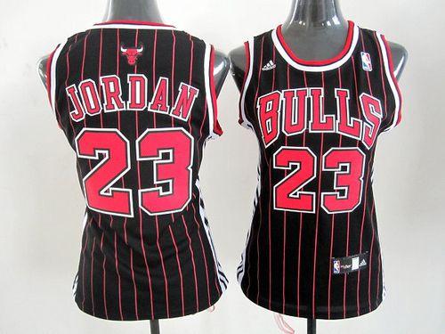 Bulls #23 Michael Jordan Black Alternate Women's Stitched NBA Jersey