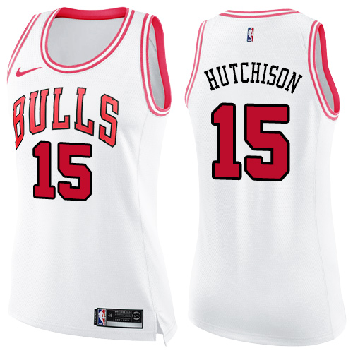 Nike Bulls #15 Chandler Hutchison White/Pink Women's NBA Swingman Fashion Jersey