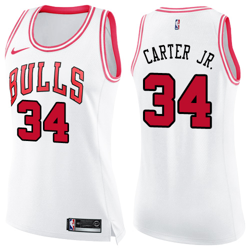 Nike Bulls #34 Wendell Carter Jr. White/Pink Women's NBA Swingman Fashion Jersey