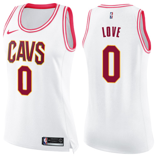 Nike Cavaliers #0 Kevin Love White/Pink Women's NBA Swingman Fashion Jersey