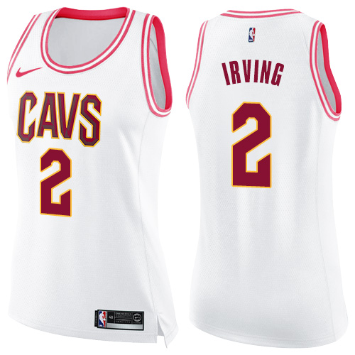 Nike Cavaliers #2 Kyrie Irving White/Pink Women's NBA Swingman Fashion Jersey