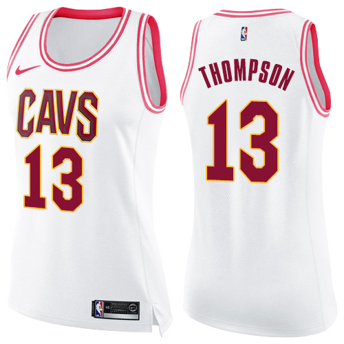 Nike Cavaliers #13 Tristan Thompson White/Pink Women's NBA Swingman Fashion Jersey