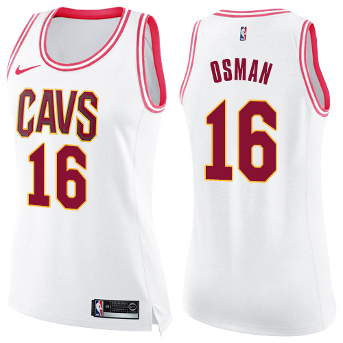 Nike Cavaliers #16 Cedi Osman White/Pink Women's NBA Swingman Fashion Jersey