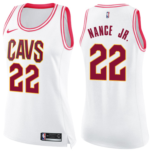 Nike Cavaliers #22 Larry Nance Jr. White/Pink Women's NBA Swingman Fashion Jersey