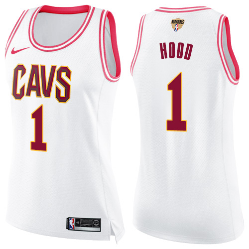 Nike Cavaliers #1 Rodney Hood White/Pink The Finals Patch Women's NBA Swingman Fashion Jersey