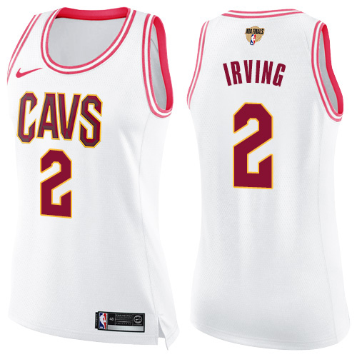 Nike Cavaliers #2 Kyrie Irving White/Pink The Finals Patch Women's NBA Swingman Fashion Jersey