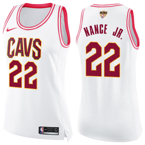 Nike Cavaliers #22 Larry Nance Jr. White/Pink The Finals Patch Women's NBA Swingman Fashion Jersey