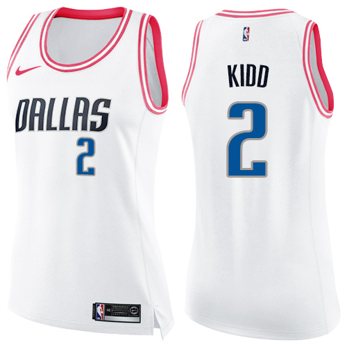 Nike Mavericks #2 Jason Kidd White/Pink Women's NBA Swingman Fashion Jersey