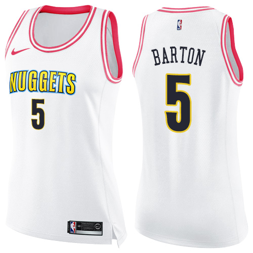 Nike Nuggets #5 Will Barton White/Pink Women's NBA Swingman Fashion Jersey