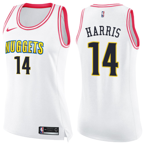 Nike Nuggets #14 Gary Harris White/Pink Women's NBA Swingman Fashion Jersey