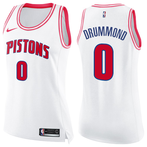 Nike Pistons #0 Andre Drummond White/Pink Women's NBA Swingman Fashion Jersey