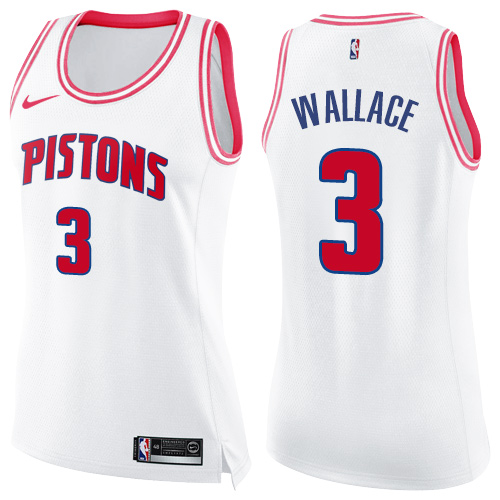 Nike Pistons #3 Ben Wallace White/Pink Women's NBA Swingman Fashion Jersey