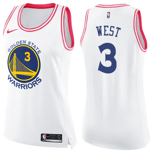 Nike Warriors #3 David West White/Pink Women's NBA Swingman Fashion Jersey