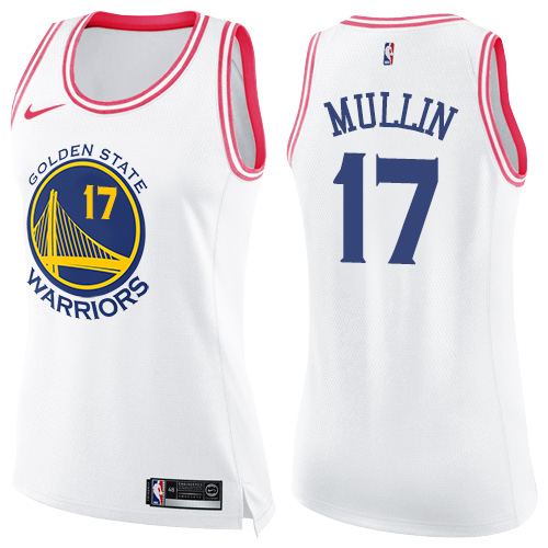 Nike Warriors #17 Chris Mullin White/Pink Women's NBA Swingman Fashion Jersey