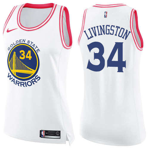 Nike Warriors #34 Shaun Livingston White/Pink Women's NBA Swingman Fashion Jersey