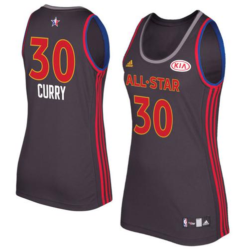 Warriors #30 Stephen Curry Charcoal 2017 All-Star Women's Stitched NBA Jersey