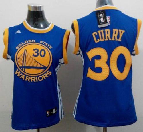 Warriors #30 Stephen Curry Blue Road Women's Stitched NBA Jersey - Click Image to Close