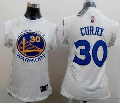 Warriors #30 Stephen Curry White Fashion Women's Stitched NBA Jersey