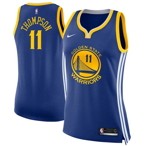 Nike Warriors #11 Klay Thompson Blue Women's NBA Swingman Icon Edition Jersey